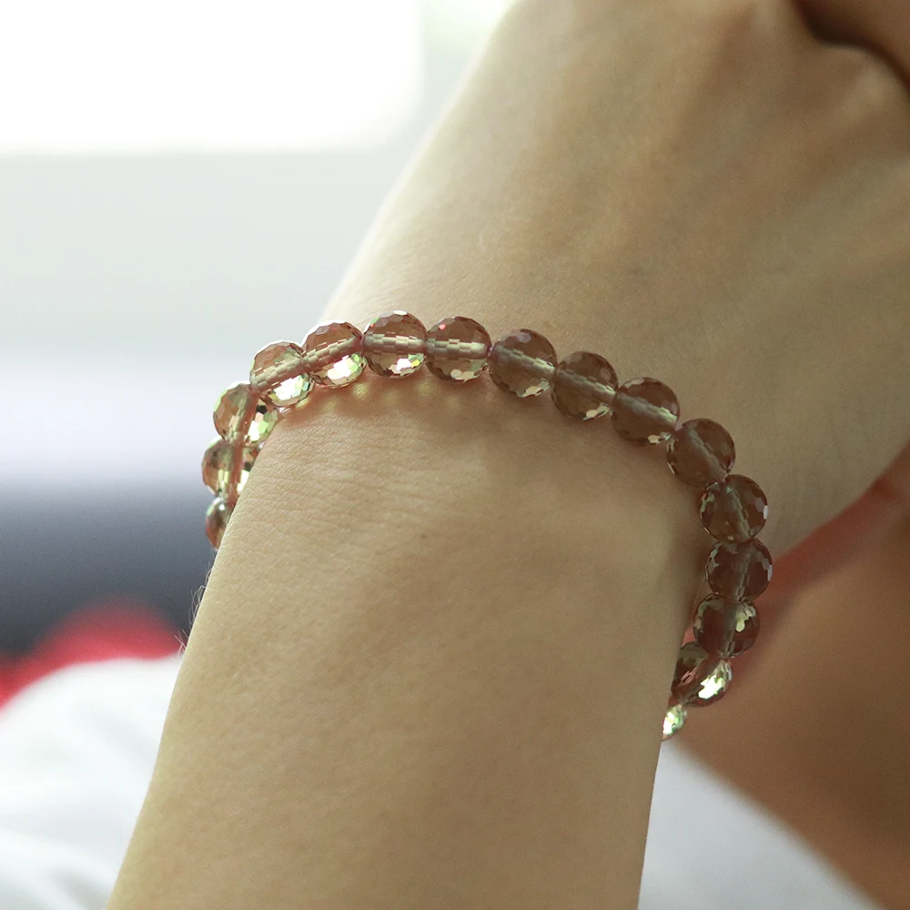 MH Zultanite Gemstone Round 7 mm 17-20 cm elasticity adjustment bead bracelet Created Color Change engagement gift Fine Jewelry