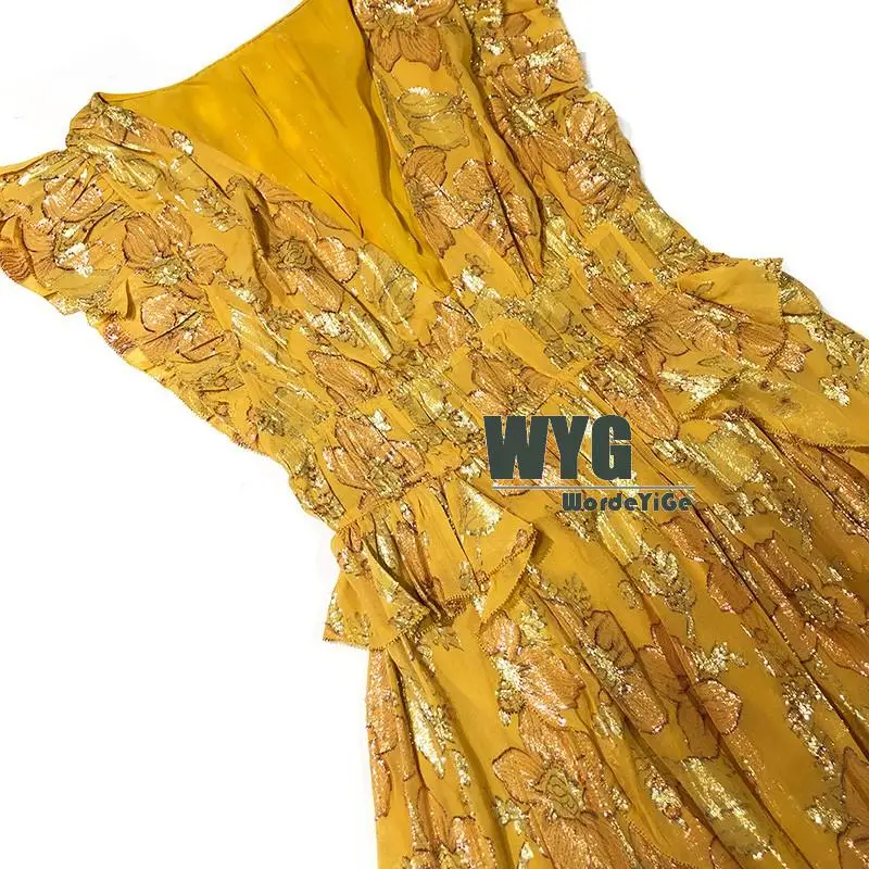 Summer Designer Fashion Top Quality Gold Thread