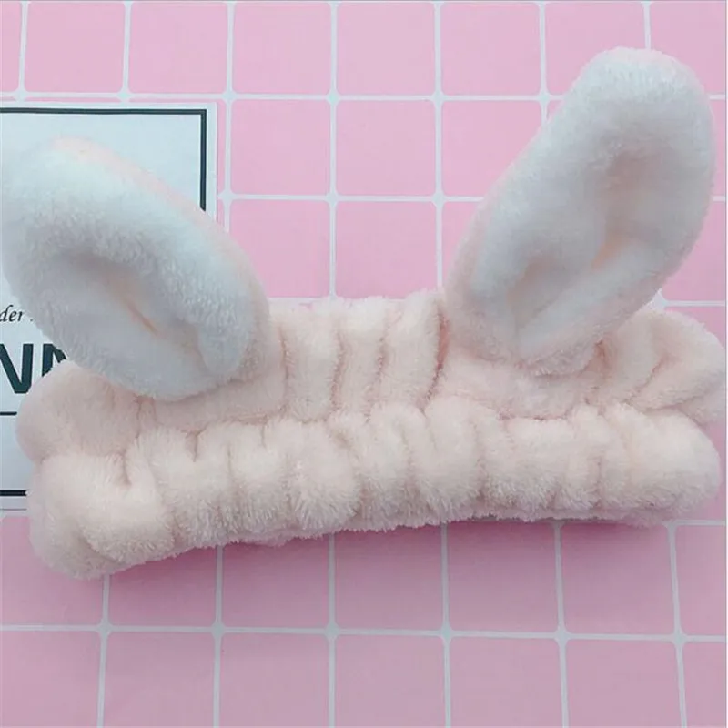 beige Милые эластичные повязки на голову из кораллового флиса с кошачьими ушками для женщин и девочек, мягкие удобные банные повязки для волос, аксессуары для волос - Цвет: beige