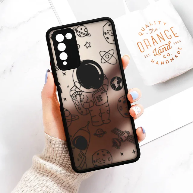 Case For Huawei P30 Pro Case P50 P40 Lite Hard Fundas Honor 8X 9A 20 10X 30 Lite Nova 5T Cartoon Astronaut Cover Lens Protection O222