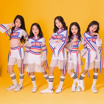 

Children'S Jazz Dance Costumes Hip-Hop Street Suit Girls Students Team Stage Dance Performance Wear Catwalk Costume Tide DWY3142