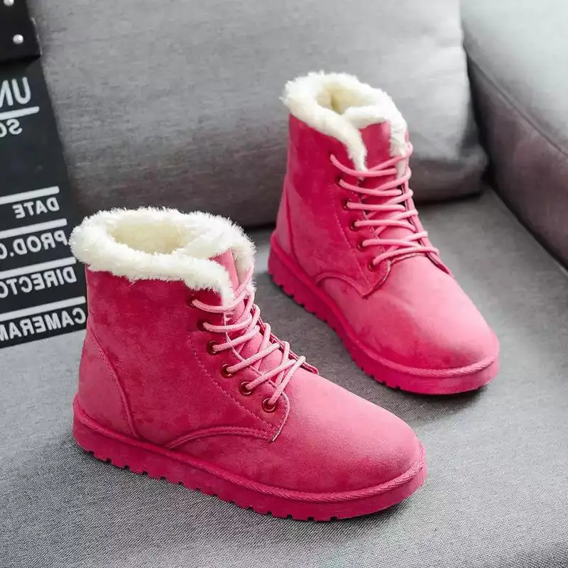 

2020 New Women Boots Winter Snow Boots Female Boots Duantong Warm Lace Flat with Women Shoes Tide Botas Mujer Fashion 35-40