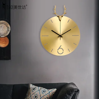 

MEISD Quality Metal Wall Clock Punching Designers Quartz Hanging Wall Watch Golden&Black Room Clocks Free Shipping