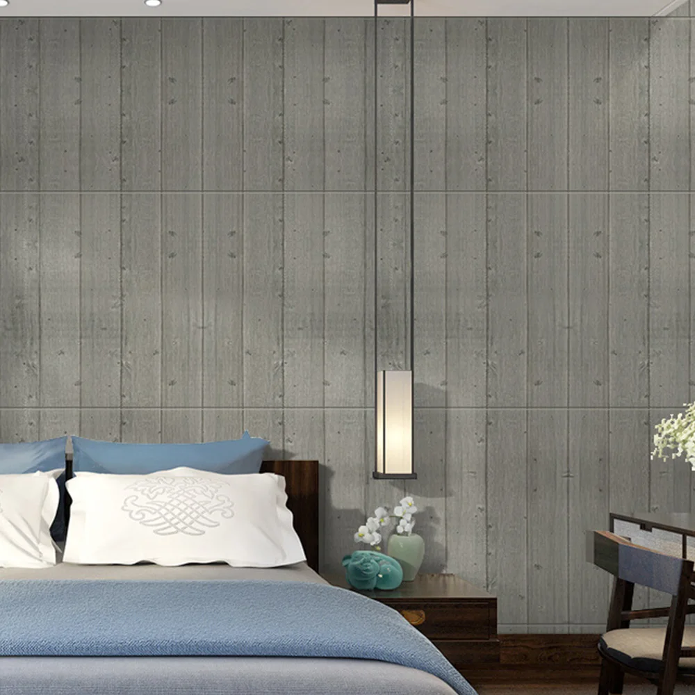 Yazi нордическая клейкая виниловая искусственная темно-белая 3d деревянная настенная бумага для стен винтажная деревянная настенная бумага Панель 3d