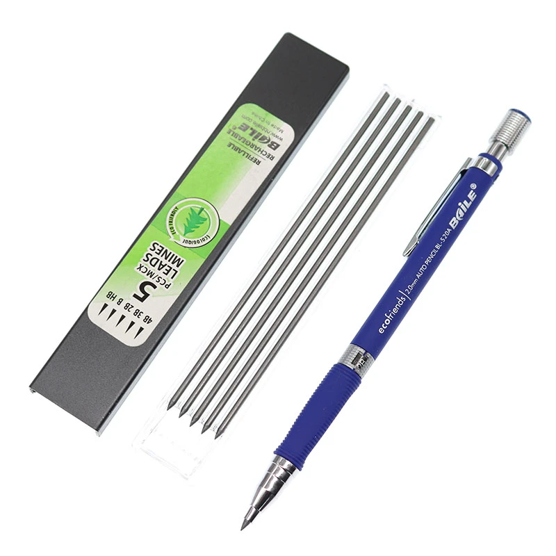 1 Set Of Mechanical Pencil 2mm 2b Lead Core Automatic Mechanical Drawing Pencil 5 Refills Writing Mechanical Pencil Set Mechanical Pencils Aliexpress