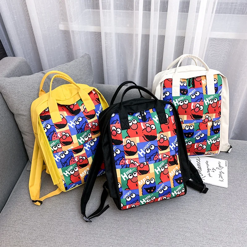 

Backpack Student Backpack Casual Style Cartoon Printed Backpack Douyin Celebrity Style School Bag Sesame Street