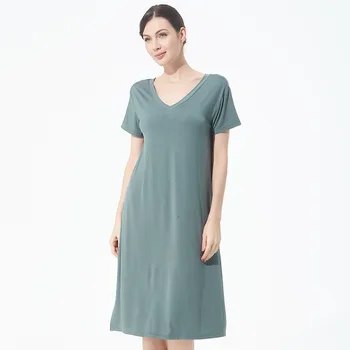 

PLUS SIZE Elastic Cotton Women Nightdress Sleepwear Casual Soft Modal Nightgown Summer Short Sleeve Nightwear Intimate Lingerie