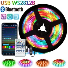 

1M-30M LED Strip Light WS2812B RGB 5050 USB Smart Bluetooth Control Diode Flexible Lamp Tape Rainbow Effect DC 5V Ceiling Light