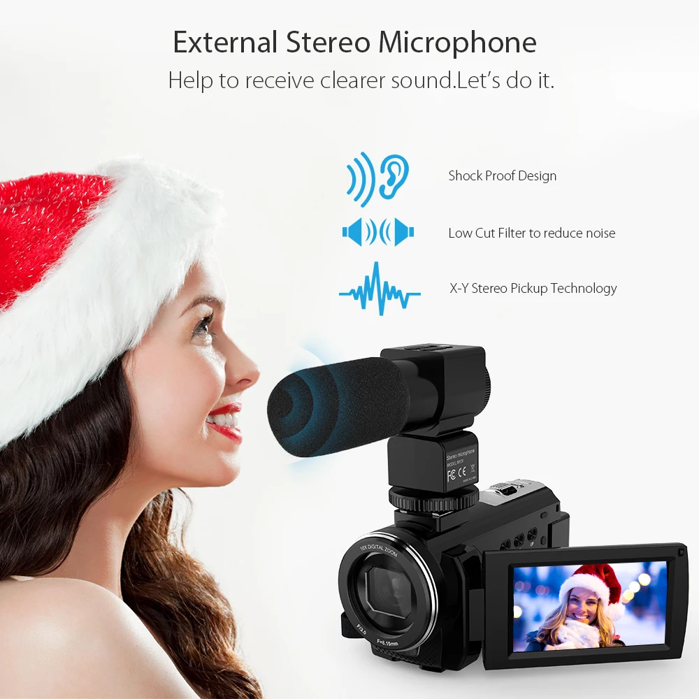 Andoer 4K Цифровая видеокамера Ultra HD 48MP Wi-Fi 3," сенсорный экран ИК Инфракрасная ночная съемка 16X зум видеокамера