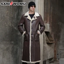 Шуба из натуральной овчины для мужчин, новинка, Смарт Повседневный стиль, мужское пальто, стрижка овец, длинное тонкое пальто из натурального меха