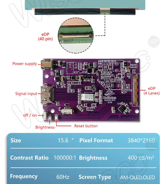 15.6 INCH 4K OLED Display IPS UHD 3840*2160 AMoled Tablet Screen