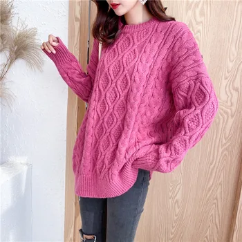 

9507 real shot new coarse needle widened net red twist sweater Pullover leisure 72