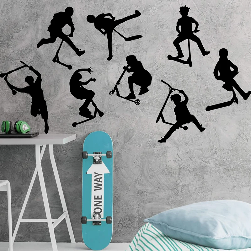 Grand Teenage chambre Stunt Trick Scooter Autocollant Mural Art fingerwhip tailwhip