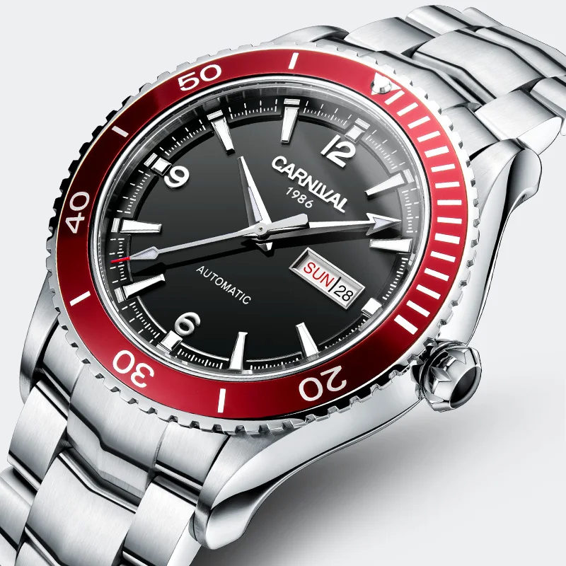 CARNIVAL Automatic Mechanical Watches Men Top Brand Luxury Business Waterproof Stainless Steel Male Clock Relogio Masculino