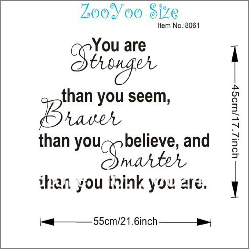 

Characters "You Are Stronger Than You Seem" Vinyl Wall Stickers Art Decals Home Decor