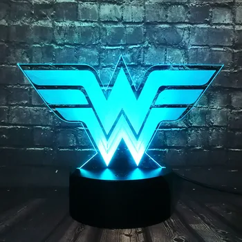 

Novel Wonder Woman Logo 7 Color RGB Change LED 3D Lava Room Table Decor Mood Night Light Holiday Friends Birthday Xmas Kids Toy