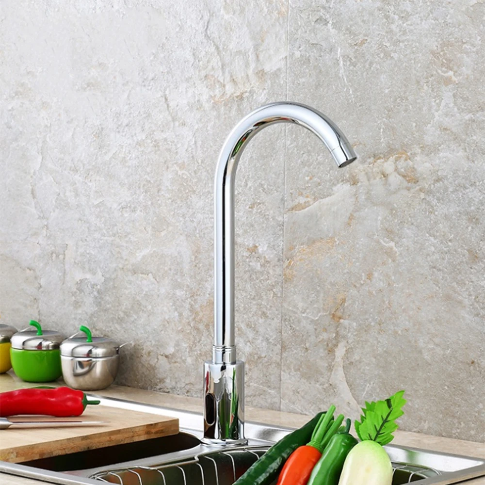 

G1/2 Outlet Hose Kitchen Faucet Automatic Sensor Touchless Hands Free Bathroom Sink Faucet with Hole Cover Lead-free Water Tap