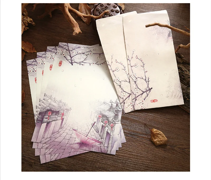 Sharkbang Chinese Style Envelope Letter Papers Set 2 Envelop+4 papers Festival Gift Card Seasonal Kids Birthday Greetings Card