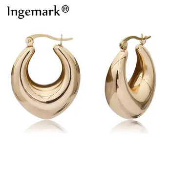 

Ingemark Best Selling French Gold Color O Shaped Stud Earrings for Women Punk Chunky Tube Hoops Geometric Alloy Earrings Jewelry
