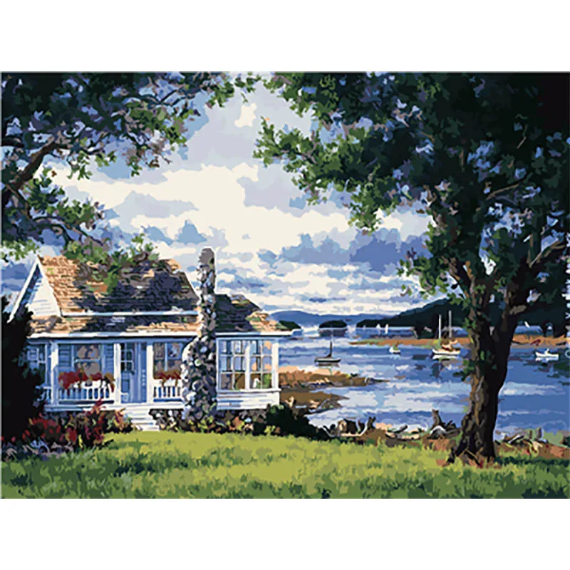 painting by number20 Пейзаж, Живопись по номерам, краски по номерам для взрослых, сделай сам, Раскраска по номерам, масляные, номерные картины, велосипед - Цвет: painting by number20