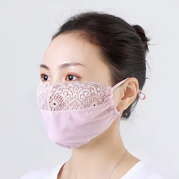 

Summer Spring Lace Breathable face mask sun protective Shade anti-dust mouth mask Chiffon Mouth-muffle Mask Face masks