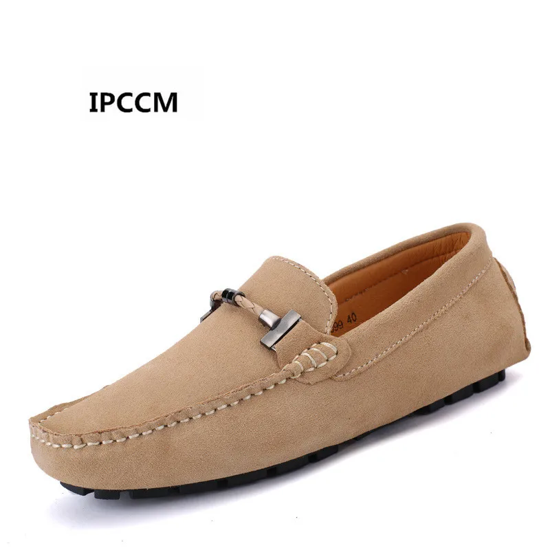

IPCCM Metal Fashion High Quality Genuine Leather Shoes Men Flats Gommino Driving Shoes Large Size 29CM