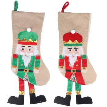 

Standing Walnut Soldier Christmas Stocking Gift Bag Children Unisex New Year Christmas Candy Bag Christmas Party Home Decoration