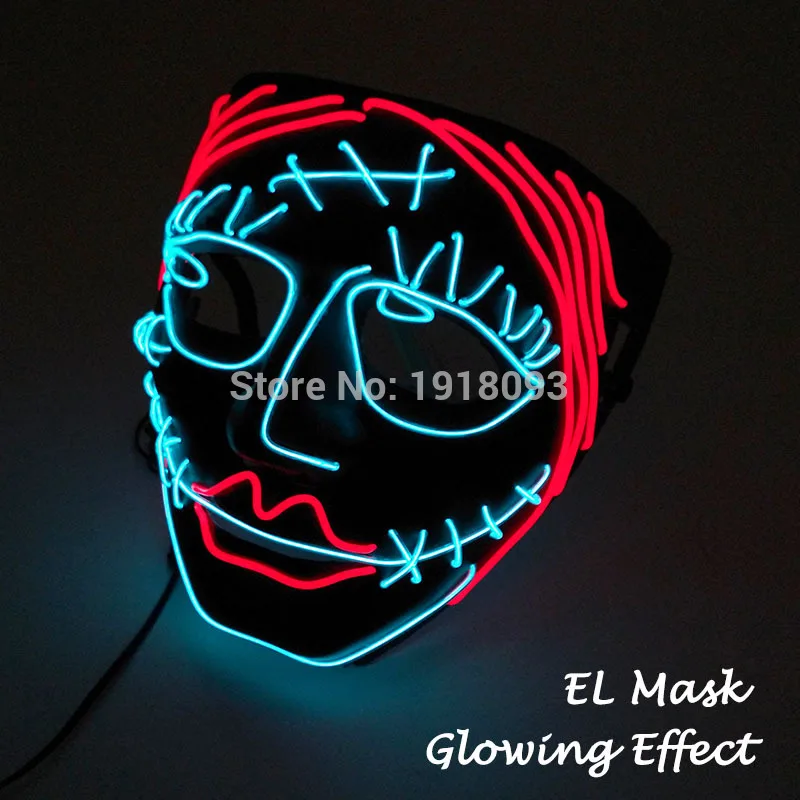 mask 25 30 стилей, лидер продаж, EL холодный светильник, маска, светодиодный светильник, светящаяся маска с 3 в, устойчивый на инверторе, для Хэллоуина, вечерние, рождественские принадлежности - Цвет: mask 25