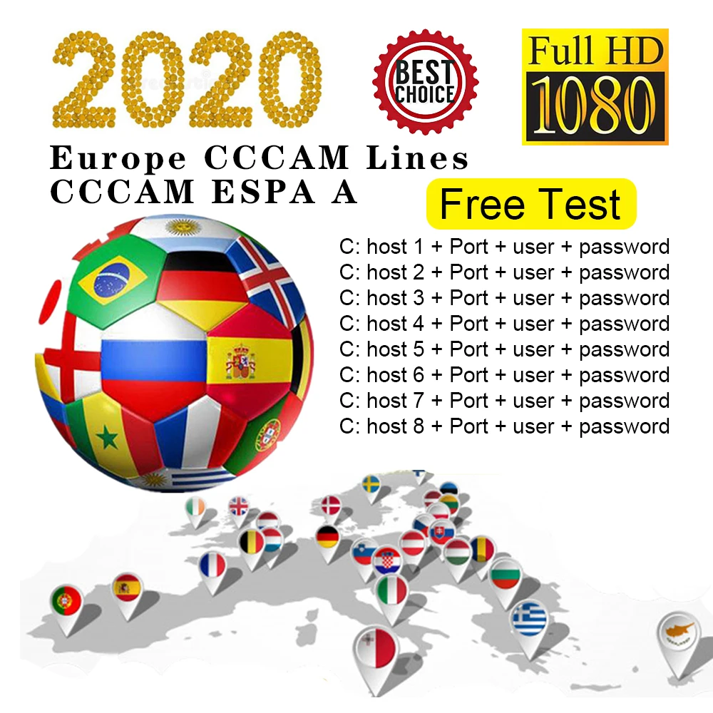 

Full HD 1 Year CCCAM Cline/Spain Server stable in Spain 4/5/6/7 Lines Oscam Cline Reseller Panel free test for gtmediav8v9 nova