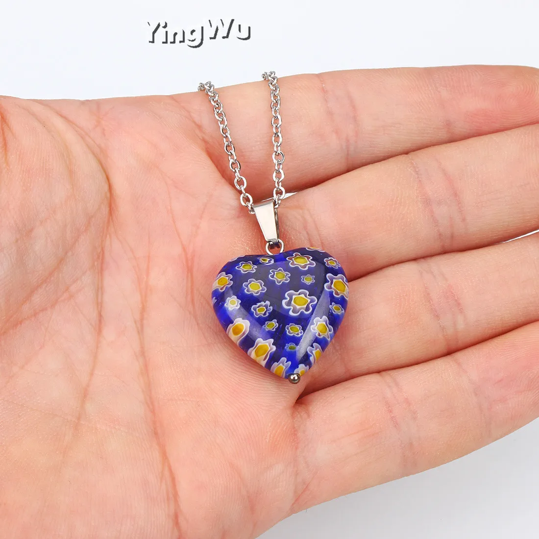 Yingwu 1 шт./лот milleflower ожерелье из бусин стекла и муранского цепочка нержавеющей