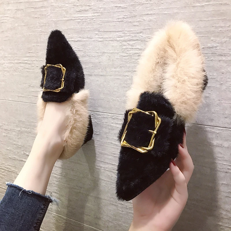

Woman Warm Snow Boots Faux Fur Wool Winter Flat Shoes Ladies Fur Ankle Boots Plus Size Warm Plush Fashion Moccasins Footwear New