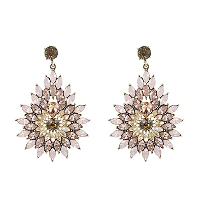 Light Pink Yhpup трендовые Элегантные Изысканные цветы Милые Роскошные Длинные Серьги pendientes mujer moda для женщин невесты свадебные украшения - Окраска металла: Light Pink