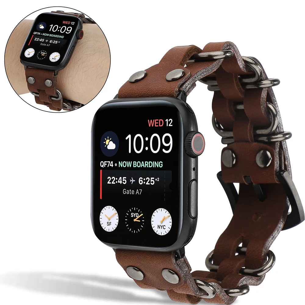 Модный кожаный ремешок для часов Apple Watch 5 4 ремешок 40 мм 44 мм Сменные аксессуары для часов iWatch 3 2 1 ремешок 38 мм 42 мм