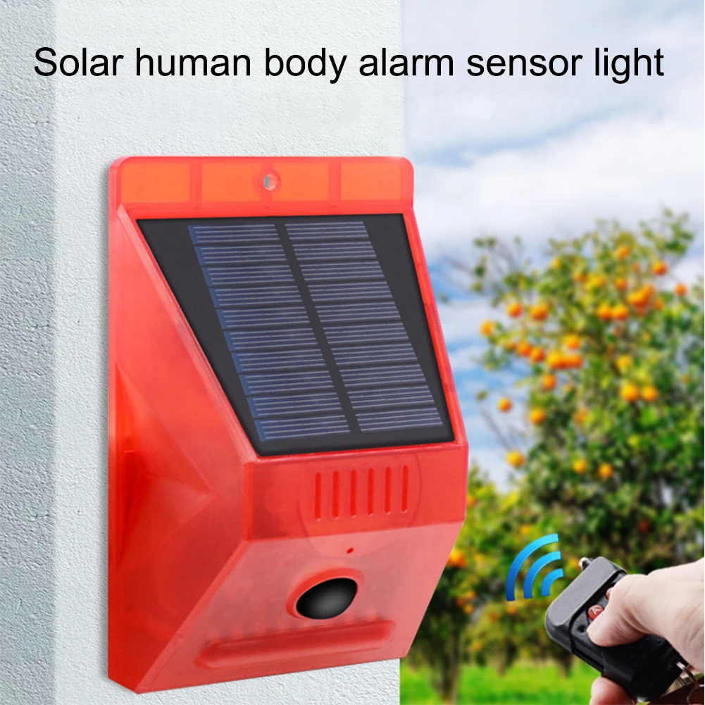 

Security Alarm Solar Infrared Motion Sensor Detector Light 129dB Strobe Waterproof Remote Controll LampFor Home Yard Outdoor