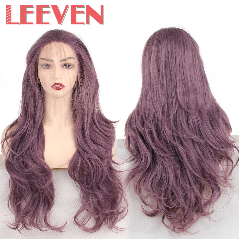 Leeven 24 ''Розовый Оранжевый Фиолетовый парик фронта шнурка медный красный длинные волнистые синтетические парики с детскими волосами 613 блонд имбирный парик