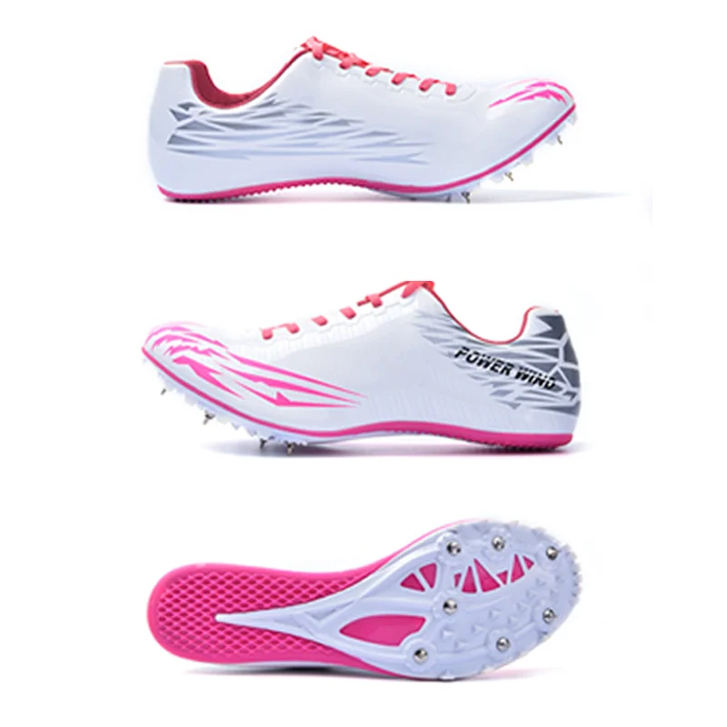 

Running Spikes for Track Pink White Unisex Spikes Shoes Track and Field Lightweight Professional Outdoor Tracking Shoes Men