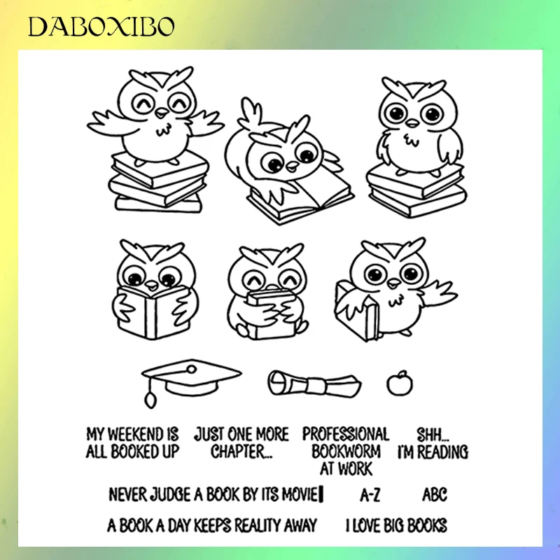 

DABOXIBO Dr. Owl Clear Stamps For DIY Scrapbooking/Card Making/Photo Album Silicone Decorative Crafts13X13