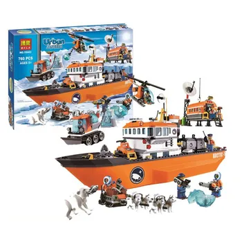 

760pcs Arctic Icebreaker Wolf Sled Aircraft Adventure Assembled Model Building Blocks Toys DIY Toys Compatible Lepining City