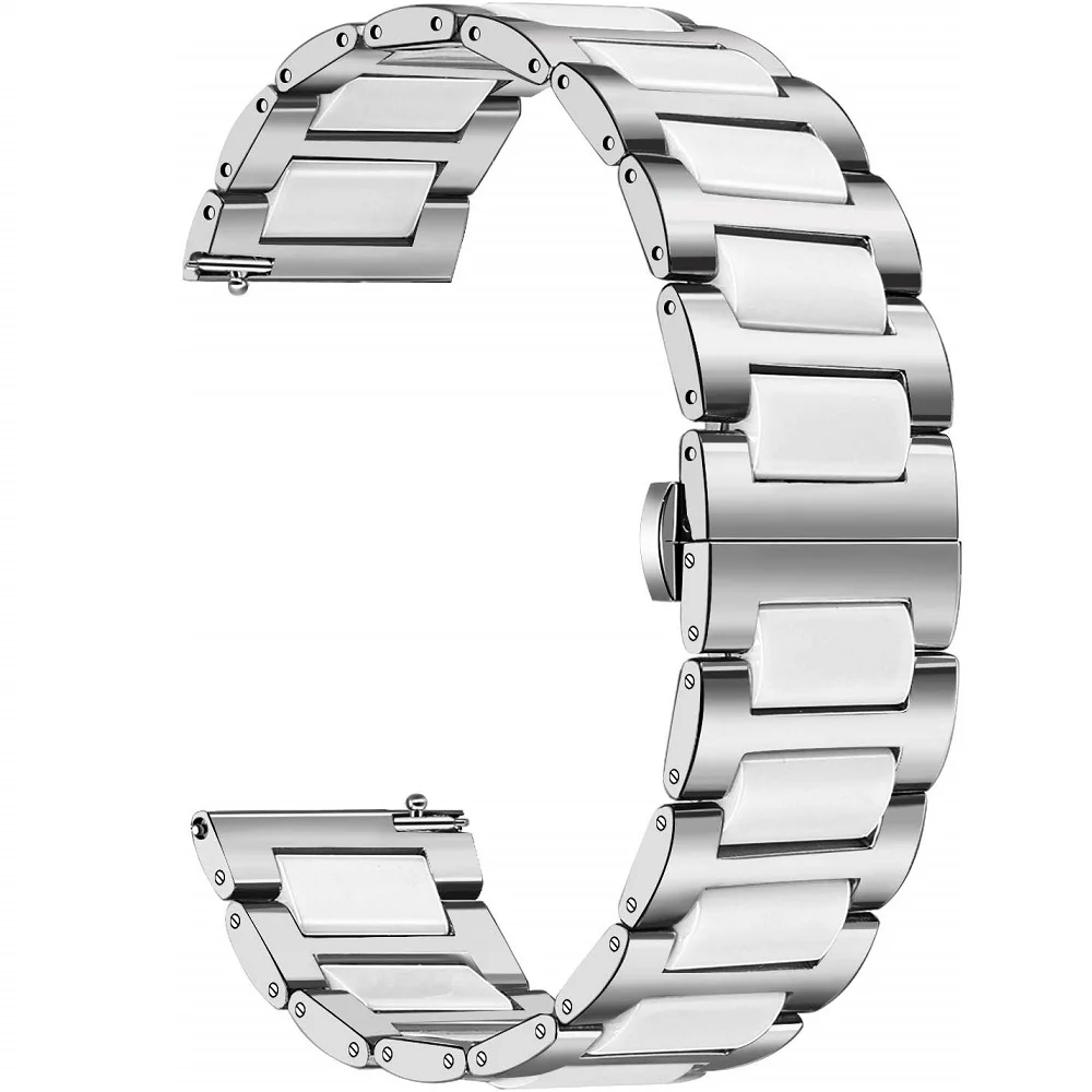 Silver white Pulseira для samsung Galaxy Watch 42 мм/Active 2 44 мм/gear Sport/Amazfit bip Band 20 мм ремешок 22 мм браслет для gear S3 frontier - Цвет ремешка: Silver white
