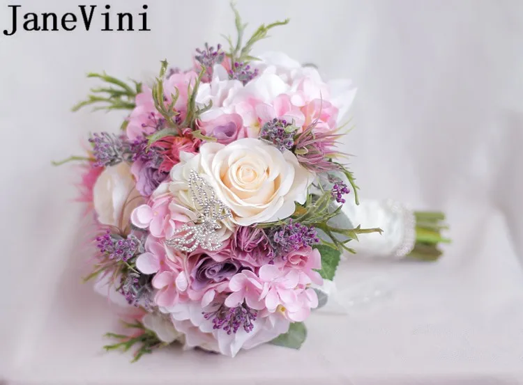 Jaevini 2019 розовые пионы фиолетовые Свадебные цветы букеты Шелковая Роза кружевные