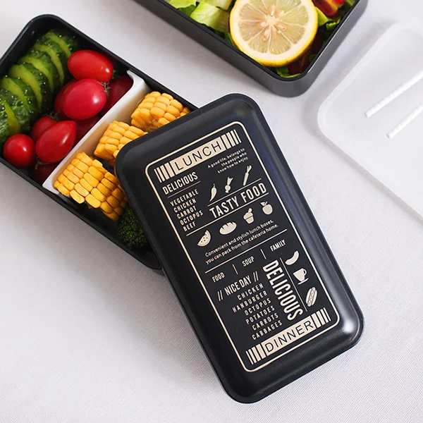 2000 мл микроволновая печь Ланч-бокс портативный двухслойный Bento box бесплатно для детей для пикника офисных работников школы столовая посуда - Цвет: D
