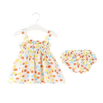 

Kids Two Piece Suit Kids Girls Polka Dot Print Boat Neck Sleeveless Top+ High Waist Pants Shorts Ouitfit Set