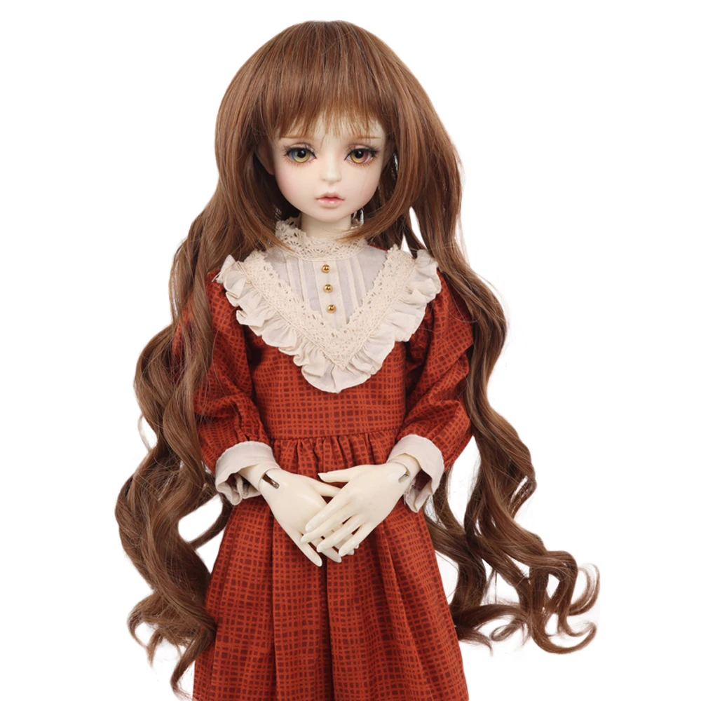 Blunt Bangs Long Wave Curly Hair Wigs for BJD SD Ball Jointed Doll Super Dollfie 