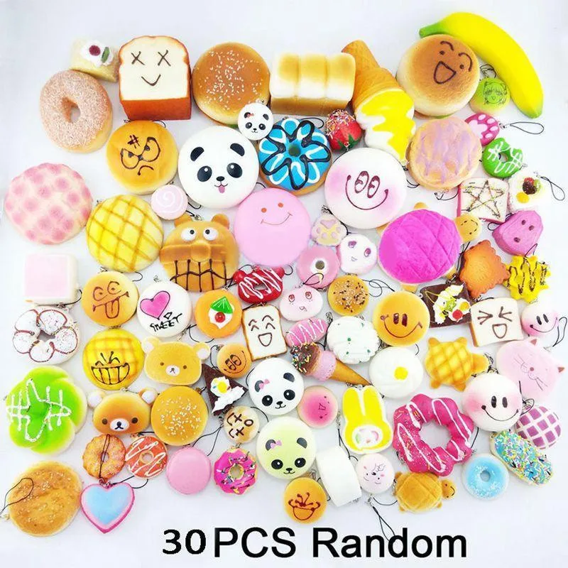 Squishy Lot 10/20/30 PCS Squishy Slow Rising Mini Soft Random Squishy Squishies Toys Cake Bread Squeeze Pressure Relief Toy