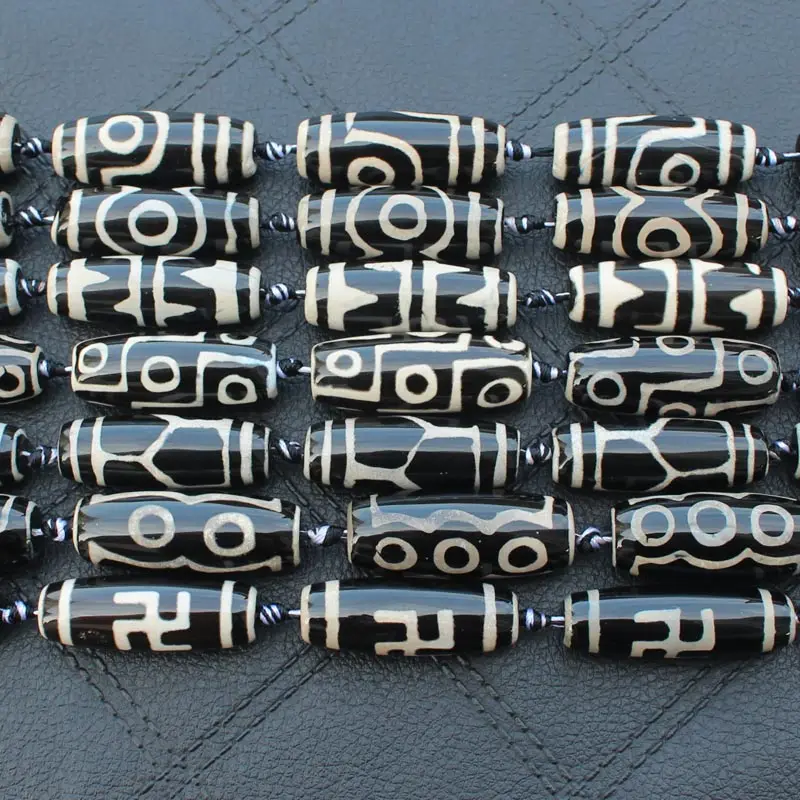 

4pcs, Can pick different patters , Around 38-40mm Many patterns Black Dzi agatesBeads,Mixed wholesale !