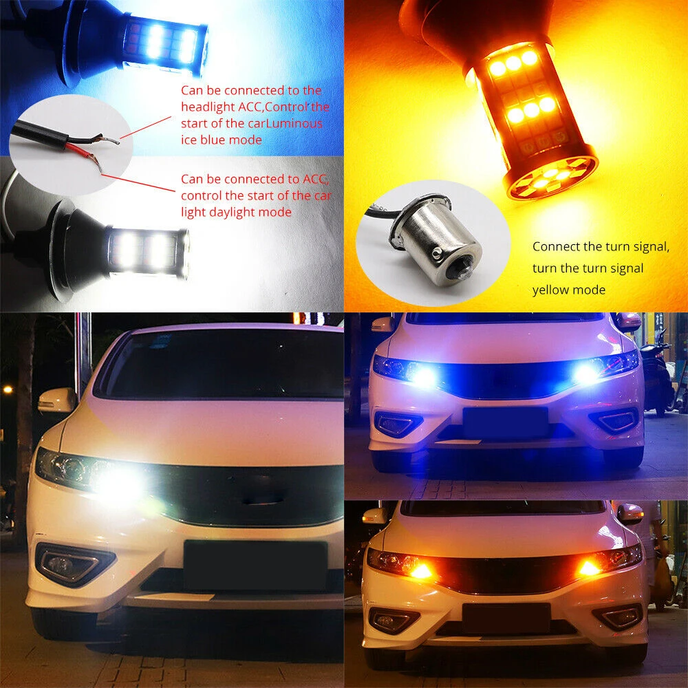 2 шт./компл. BA15S 1156 светодиодный лампы 81SMD Canbus белого и синего цвета желтый сигнал поворота светильник