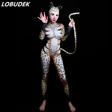 Костюм для косплея на Хэллоуин, для клуба, вечеринки, Леопардовый узор, маскарадный комбинезон для женщин, костюм кошки, костюм для ролевых выступлений, колготки, одежда для сцены