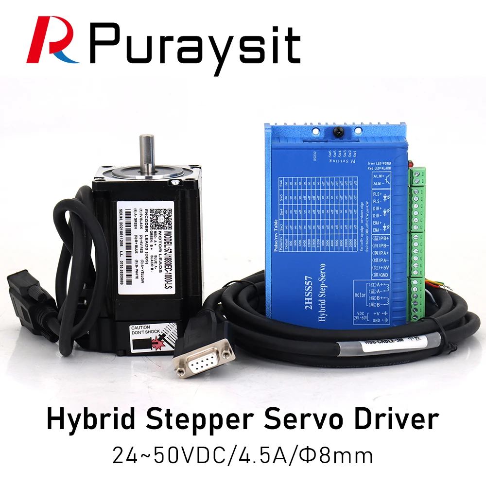 JMC Nema23 57 2상 폐쇄 루프 스텝 모터 57J1880EC-1000-LS 5A 2NM 및 2상 폐쇄 루프 스텝 드라이버 2HSS57 2450VDC/4.5A