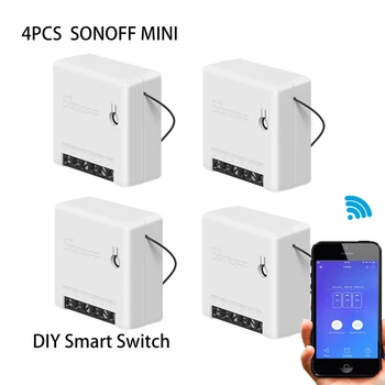 

4 PCS Sonoff Mini DIY Intelligent Switch Remote Control Wifi Switch Support An External Switch Work With Google Home