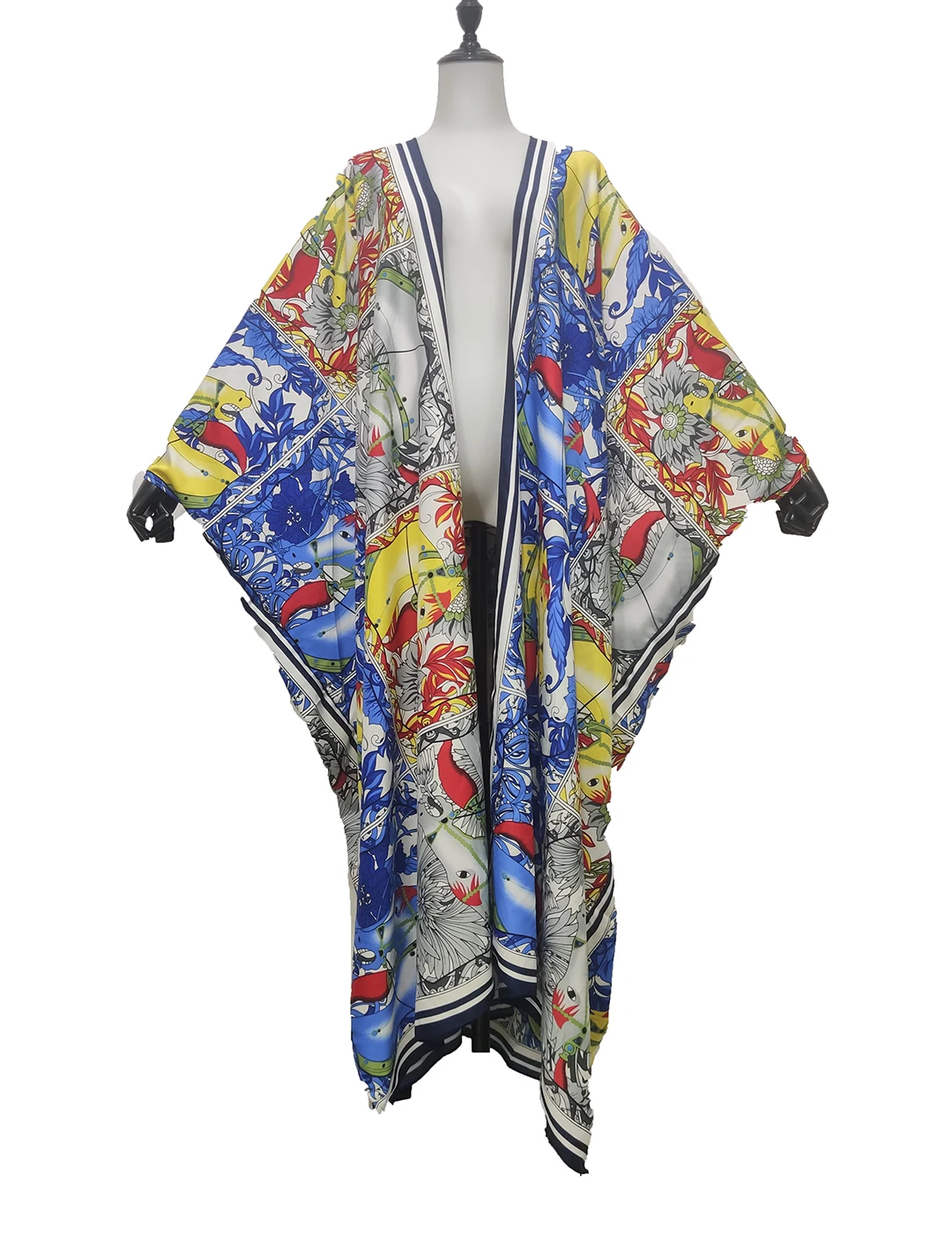 Kuwait Bohemian Silk Oversize Kimono For Women Plus Summer Japanese Summer Swimwear Sexy Lady Kaftan Clothes kuwait fashion blogger 2022 recommend colorful silk printed bohemian kimonos casual muslim beach swimwear loose cardigans kaftan